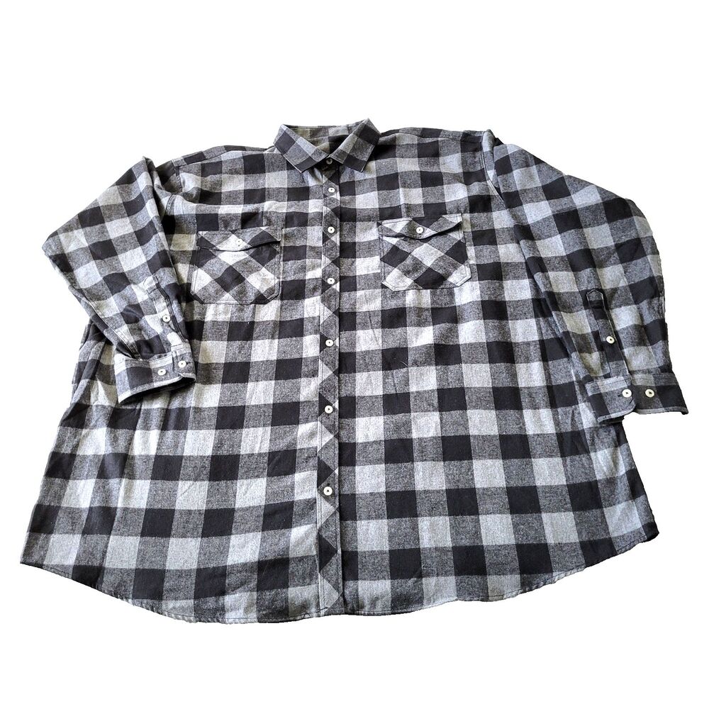 Design in Italy Men’s XL Flannel Plaid Shirt Gray Long Sleeve Button Down Casual